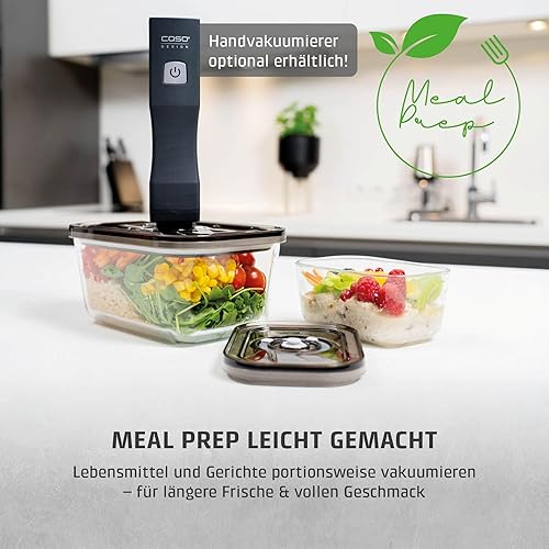 CASO VacuBoxx Eco-Duo S - Lot de 2 récipients de 500 ml chacun - Pour aliments liquides et sensibles à la pression - Sans BPA - Résistant à la chaleur - Passe au lave-vaisselle et au congélateur - 9