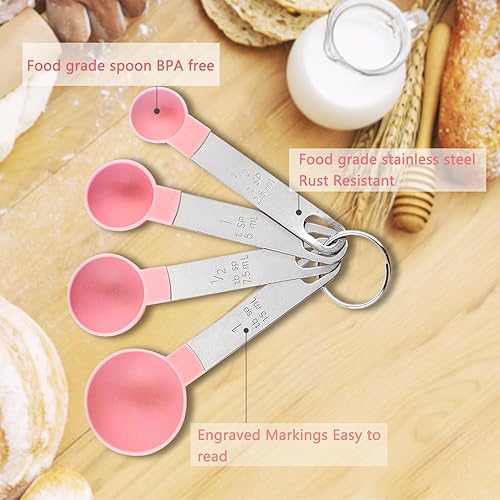 Miniatura 10 de Recogwood Juego de 12 tazas y cucharas medidoras, tazas medidoras de líquidos anidables, tazas medidoras con mango de acero inoxidable, cucharas