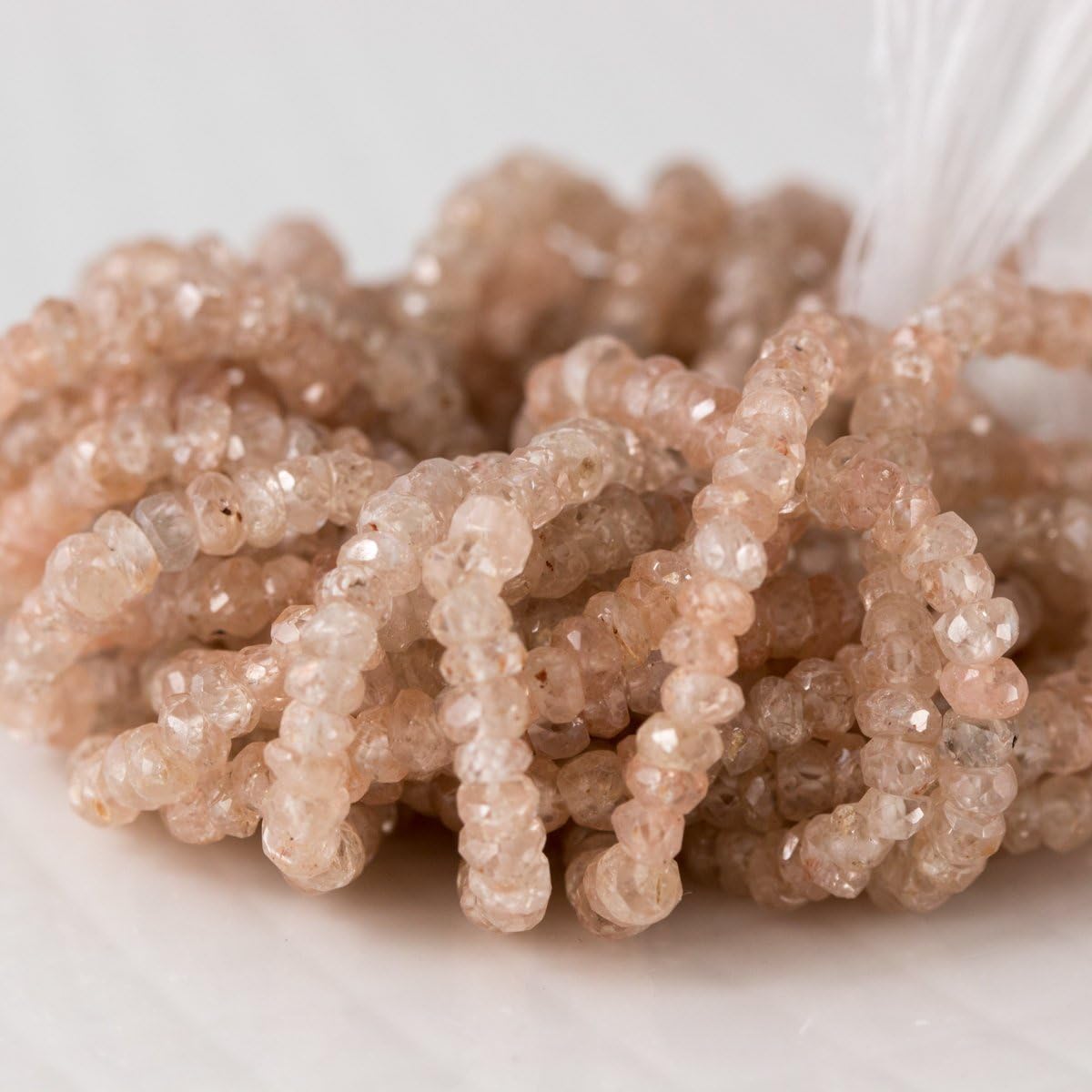 Champagne Zircon Faceted Rondelle Beads, Natural Zircon Gemstone Faceted Bead Strand, Full 13 inch Strand