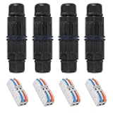 4pcs Upgraded Junction Box Outdoor Waterproof IP68, CDF 2P 2Pole Wire Connector, Replaceable Lever Wire Connectors for AWG 28-12, Quick Screwless Installation Black (2 PIN)