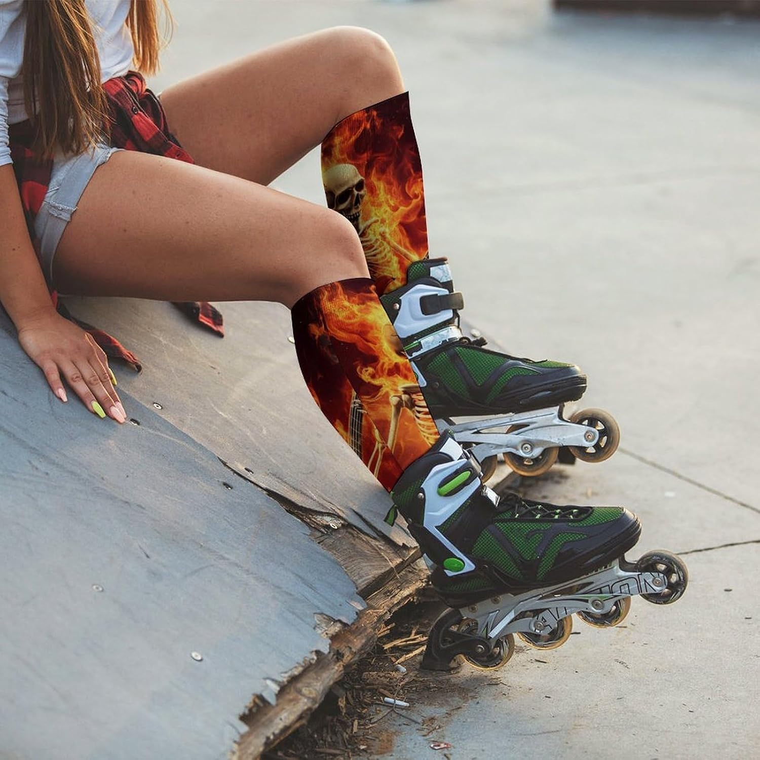 Rocks-Heavy Metal Electric Guitar Knee High Socks Athletic Long Stockings Sport Casual Crew Tube Sock Boot
