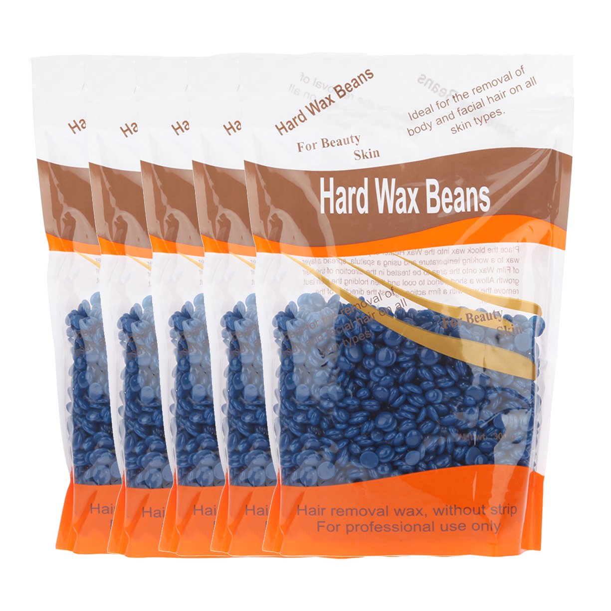 Hard Wax Beans for Face, Underarms, Brazilian & Bikini Hair Removal - 10.6oz Pack of 5 (Chamomile)