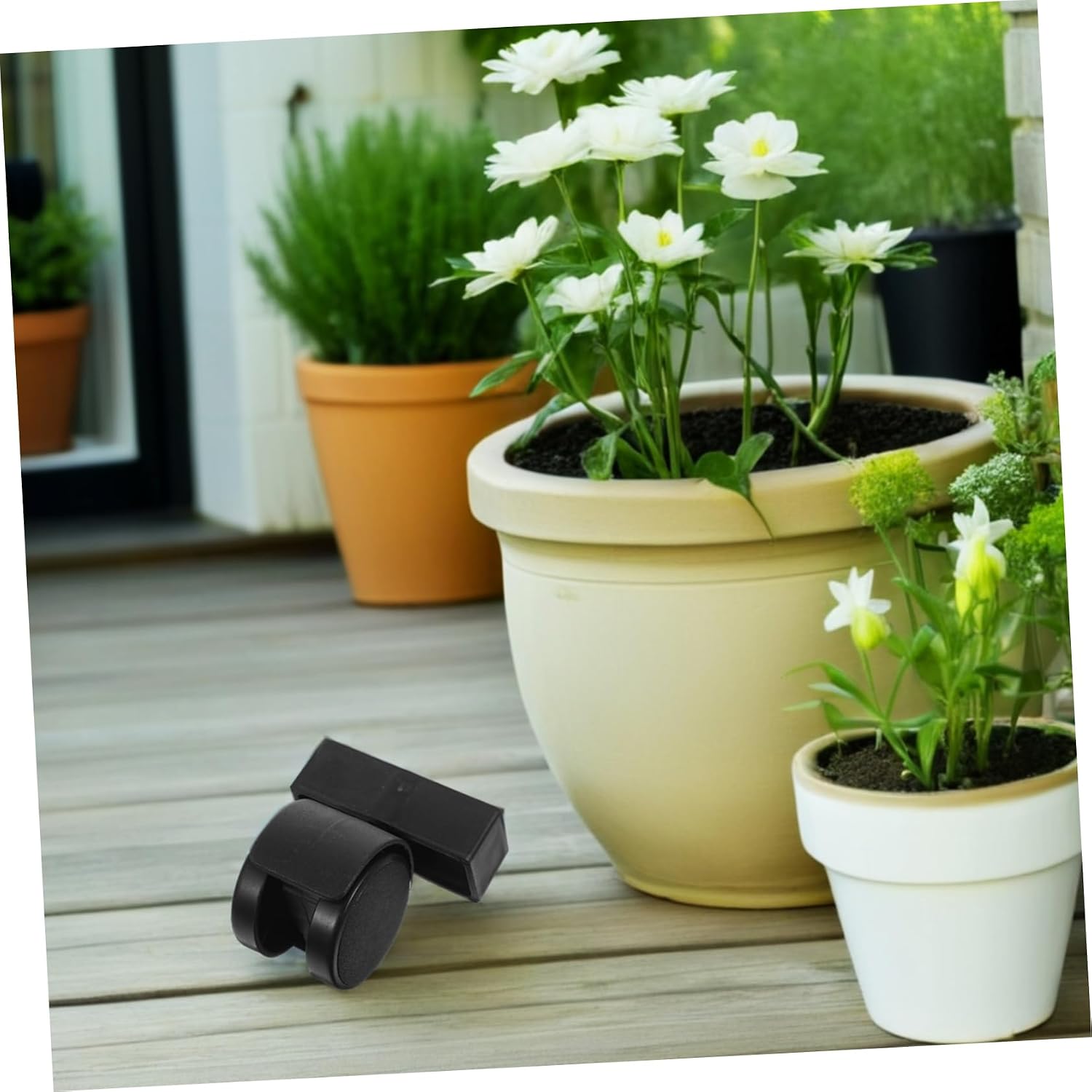 UPKOCH 4pcs Flower Cart Wheels Plant Tray Wheels for Gardening Box Heavy Duty Planter Base Caster Brackets Rotatable Casters for Balcony Patio Garden