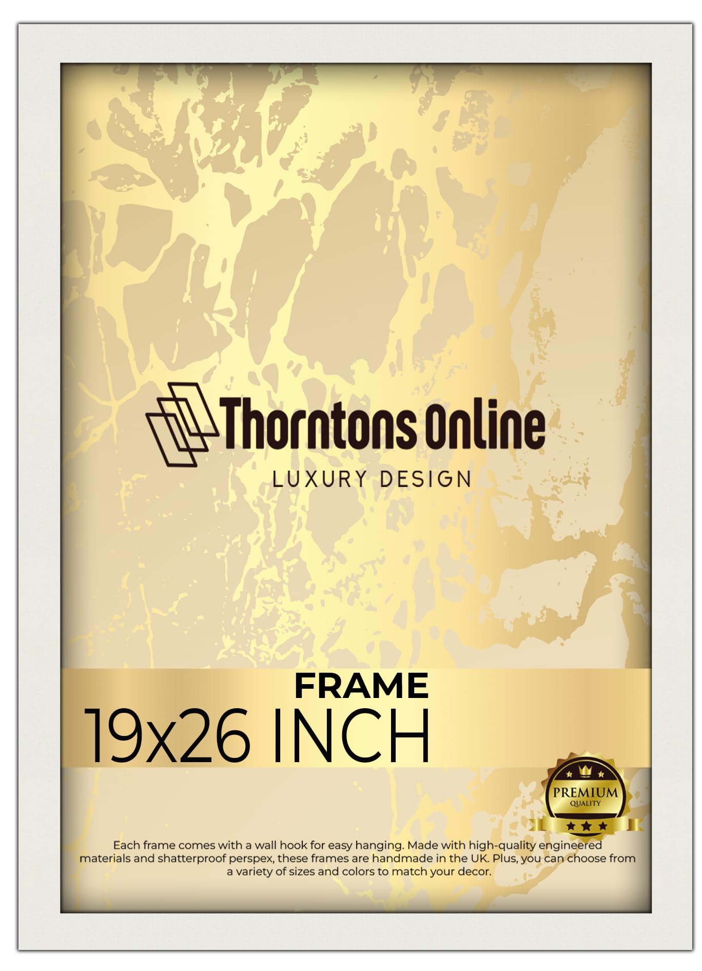 19x26 Inch Poster Picture Frame White (48.26x66.03) |Acrylic front| |mdf backing with both ways hanging hooks|Ideal for Artwork and Decor