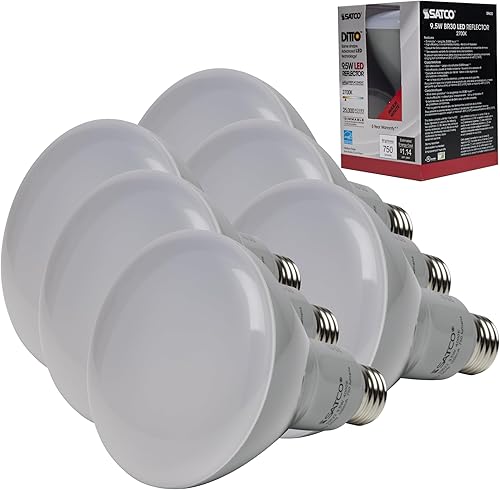 Satco Bombilla LED BR30 S9620-9.5 W, paquete de 6