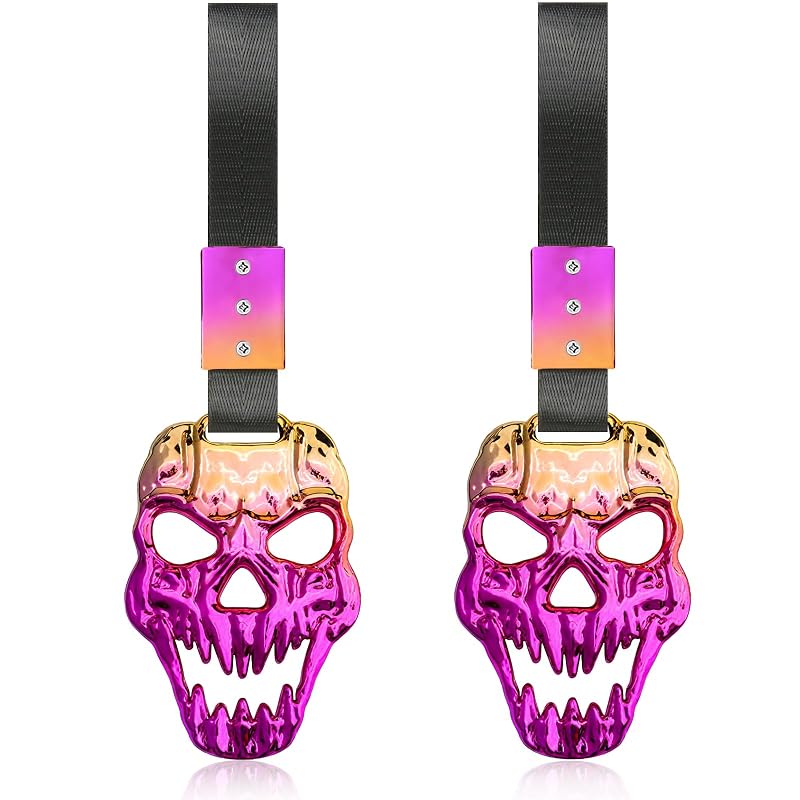 Alças decorativas para carro com caveira gótica COGEEK, enfeite pendente para maçaneta ou retrovisor, multicolorido, kit com 2 peças