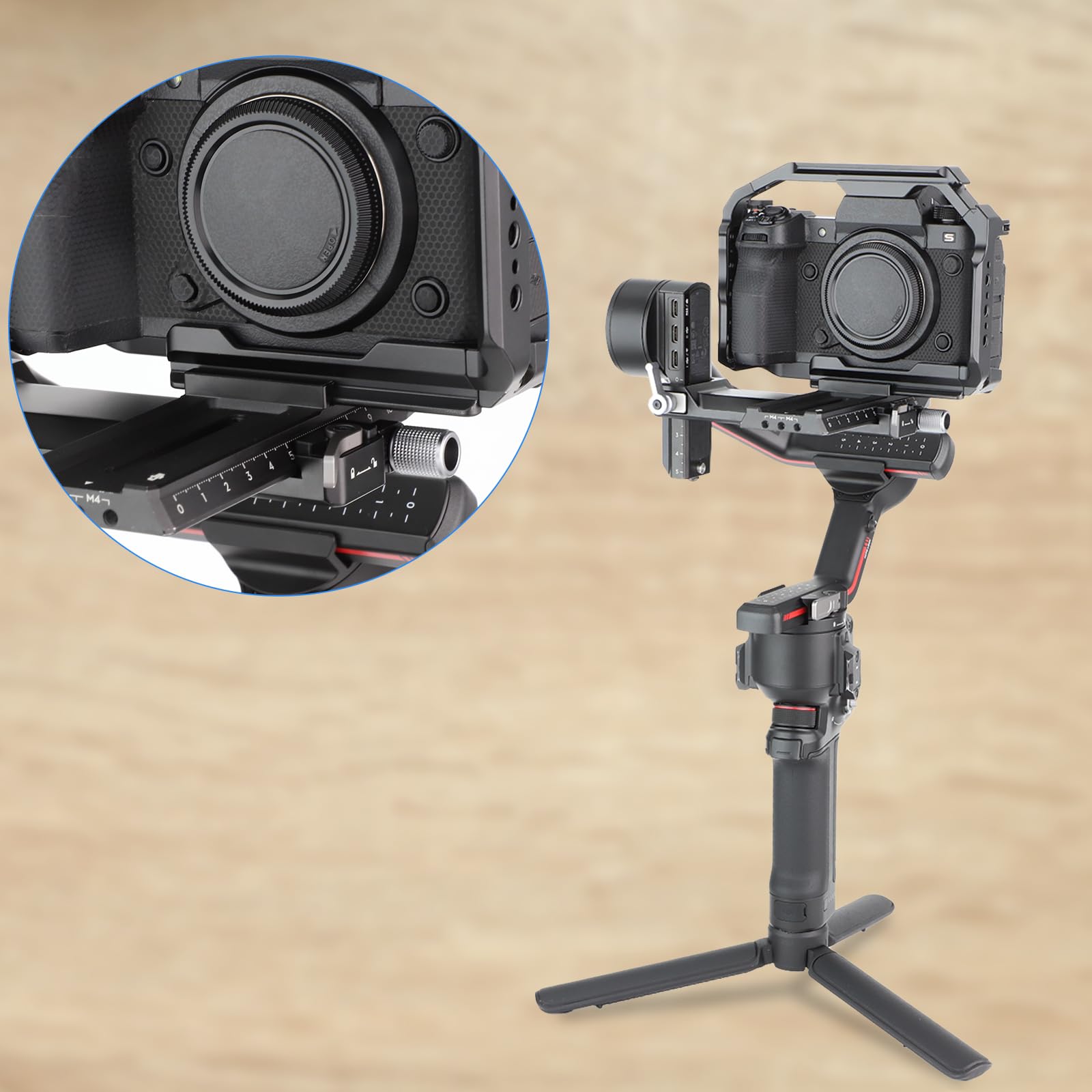 Leftfoto XH2/XH2S klatka na kamerę – aluminiowy wspornik z podstawą Arca, szyna NATO, gwint ARRI pasuje do stabilizatora DJI RS do FujiFilm X-H2/X-H2S Vlog nagrywania wideo