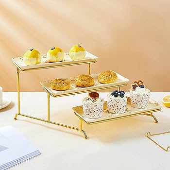 Amazon｜ケーキプレート 四角 花柄 ケーキスタンド ケーキ陳列台
