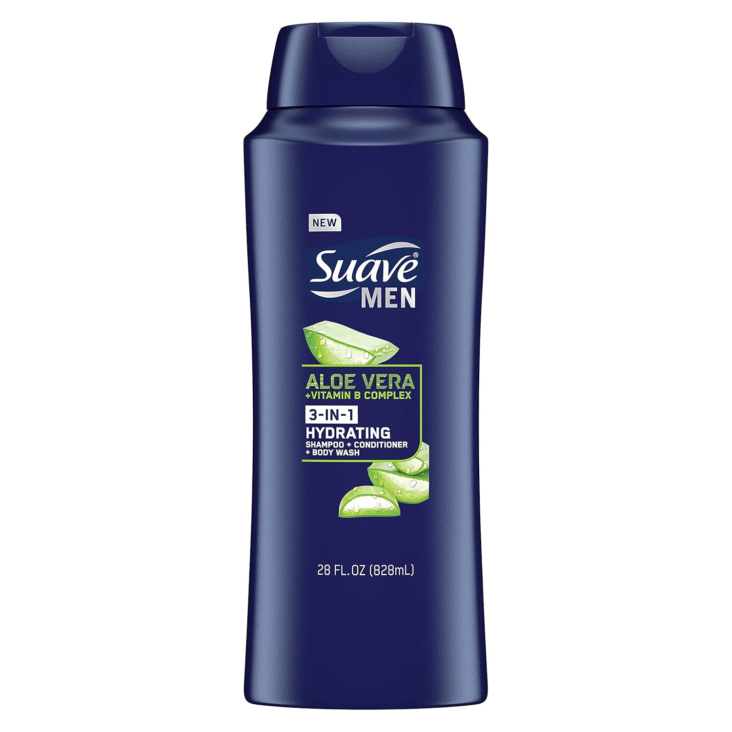 Suave Men Shampoo, Conditioner, Body Wash for Hydrated Hair & Skin Aloe Vera + Vitamin B7 3 in 1 Shampoo Conditioner Bodywash 28 oz