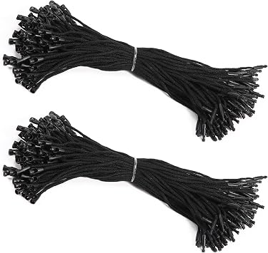 1000Pcs 7.7Inch Thick Black Hang Tag String Cotton with PP Plastic Locks,for Labels,Tags, Boutiques, Online Stores, Jewelry Shops, Craft Projects
