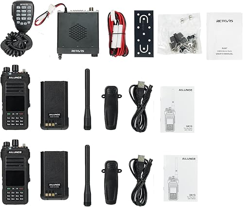 Miniatura 24 de Retevis RA87 GMRS Radio móvil, estación base de transceptor móvil de 40 W con cable, 8 canales repetidores, Chirp, reloj dual, radio bidireccional
