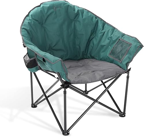 Miniatura 1 de ARROWHEAD OUTDOOR - Silla plegable para campamento y club de gran tamaño con bolsillo externo con portavasos portátil acolchada en forma de luna