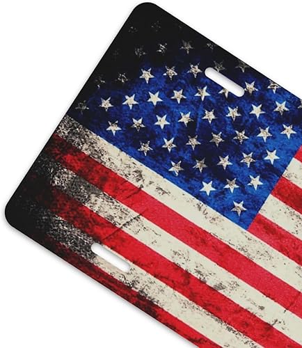 Miniatura 4 de Placa de matrícula de aluminio retro vintage con bandera estadounidense, 6 x 12 pulgadas, cubierta de metal para placa frontal de automóvil,