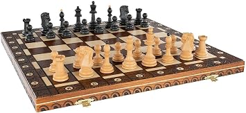 Chess and games shop Muba Dubrovnik 6EF Handmade Wooden Chess Set 21 Inch Board with Standard Plastic Wood Imitation Chessmen- Storage Box to Store All The Piece