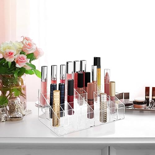 Miniatura 5 de POAHUDT Clear Acrylic Lipstick Organizer Stand - 40 Slot Makeup Storage Case for Vanity, Countertop, Dresser