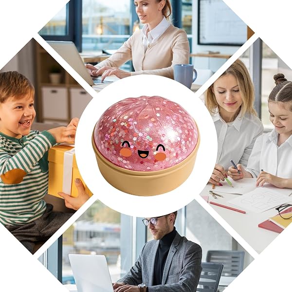 Squishy De Bola De Masa | Juguete Sensorial Colorido De Dumpling Fidget | Juguetes Sensoriales Blandos con Dumplings Glittering | Juguete Antiestrés Fisget Suave con Forma De Comida | Toque Realista - 5