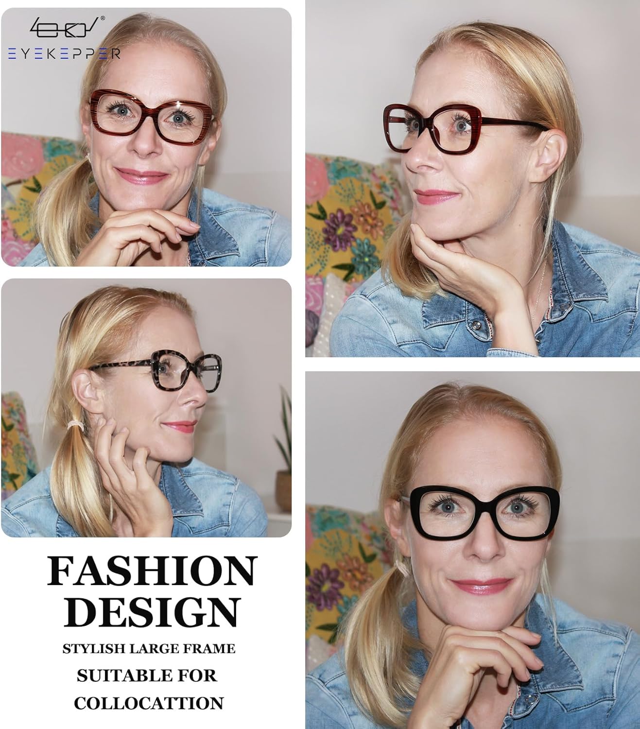 Eyekepper 4-pack Bifocal Reading Glasses for Women - Stylish Ladies Bifocal Readers