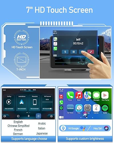 Miniatura 6 de Estéreo inalámbrico para automóvil compatible con Apple CarPlay y Android Auto, pantalla táctil portátil HD Bluetooth CarPlay de 7 pulgadas para