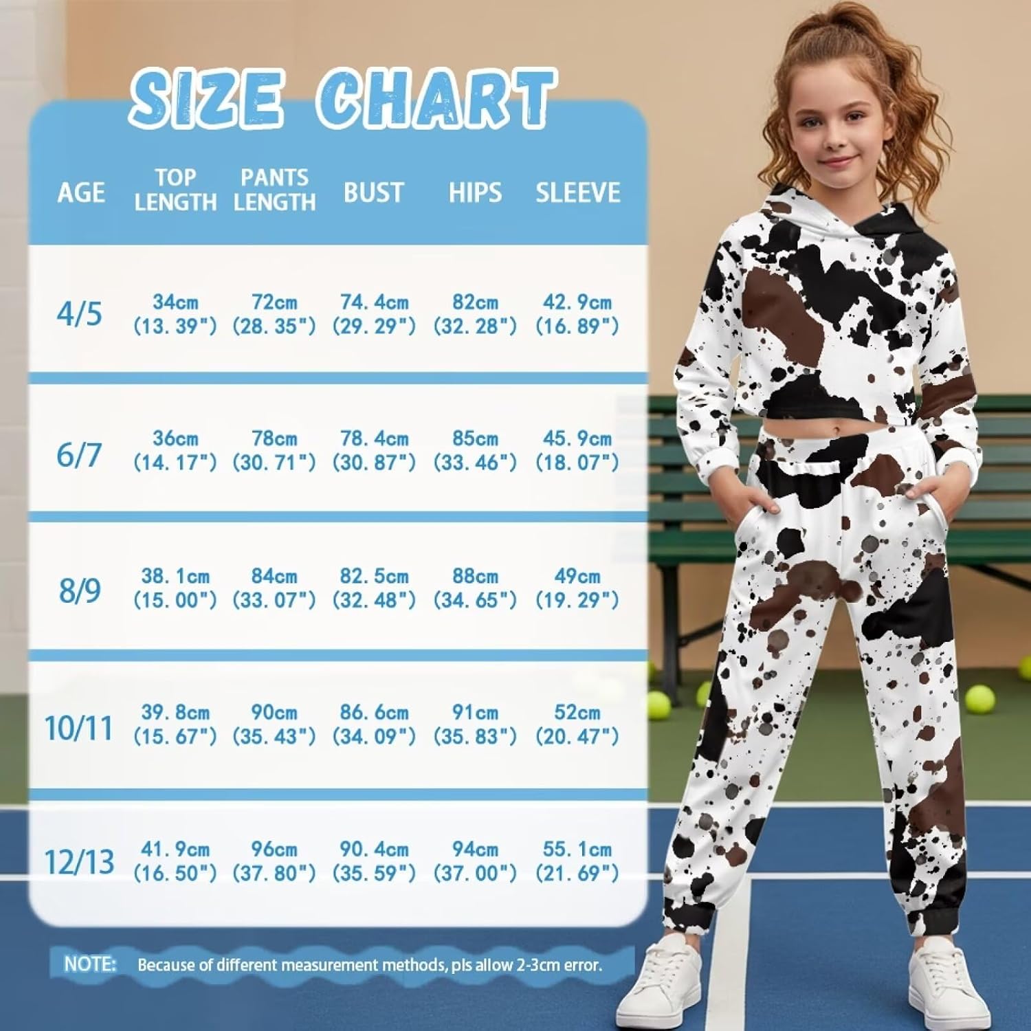 Coldinair Kids 2 Piece Girls Crop Hoodie and Sweatpants Set Long Sleeve Pullover Sweatshirts and Jogger Pants for Girls 4-13