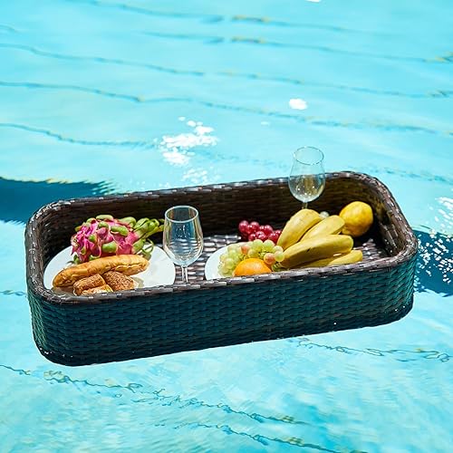 Miniatura 8 de Bandeja flotante para piscina, bandeja redonda para flotadores de piscina, para bañera de hidromasaje, aguas termales, fiesta en la playa, bebidas