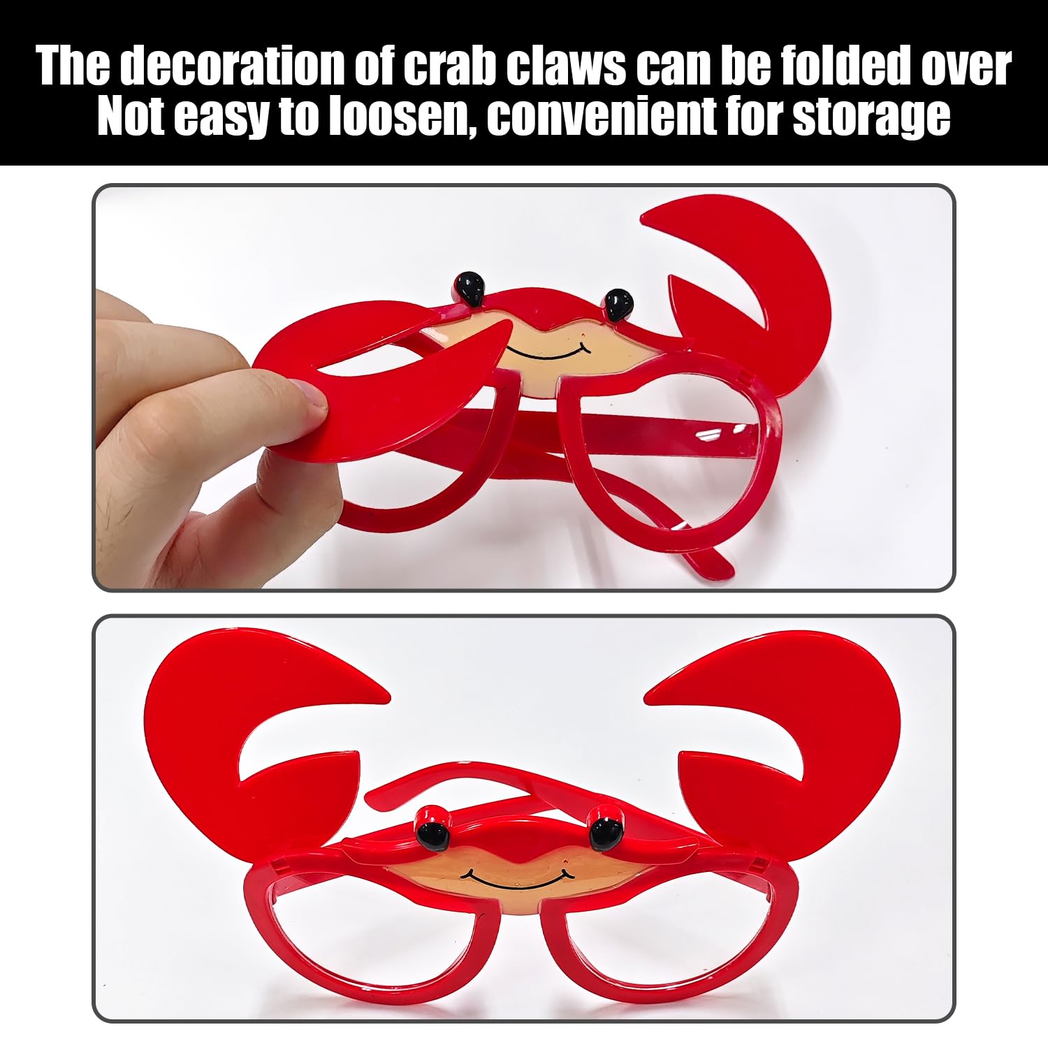 MXGHWG 2 Pieces Of Glasses, Crab And Shark Pattern Fun Glasses, Hawaiian Novelty Style Sunglasses - Image 4