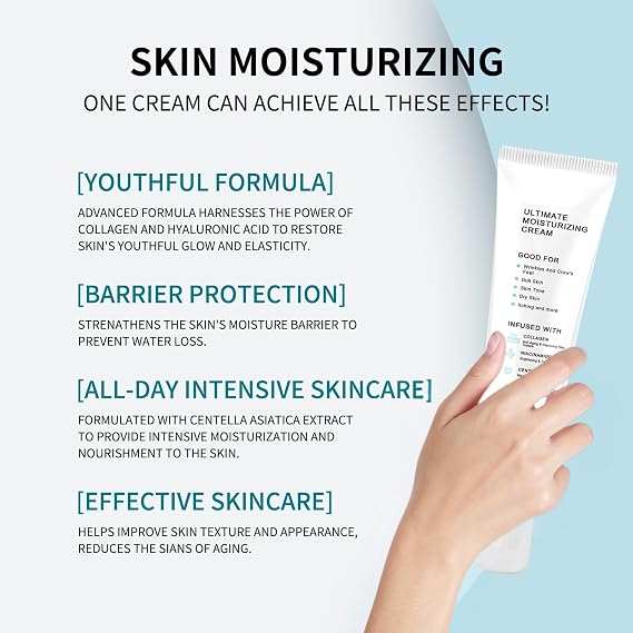 Ultimate Moisturizing Cream with Centella,Anti Aging Collagen Face Cream,Korean Skincare Repair Moisturising Cream,Lightweight Moisturiser Face for Radiant,Nourished & Balanced Skin 100ml