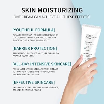 Ultimate Moisturizing Cream with Centella,Anti Aging Collagen Face Cream,Korean Skincare Repair Moisturising Cream,Lightweight Moisturiser Face for Radiant,Nourished & Balanced Skin 100ml