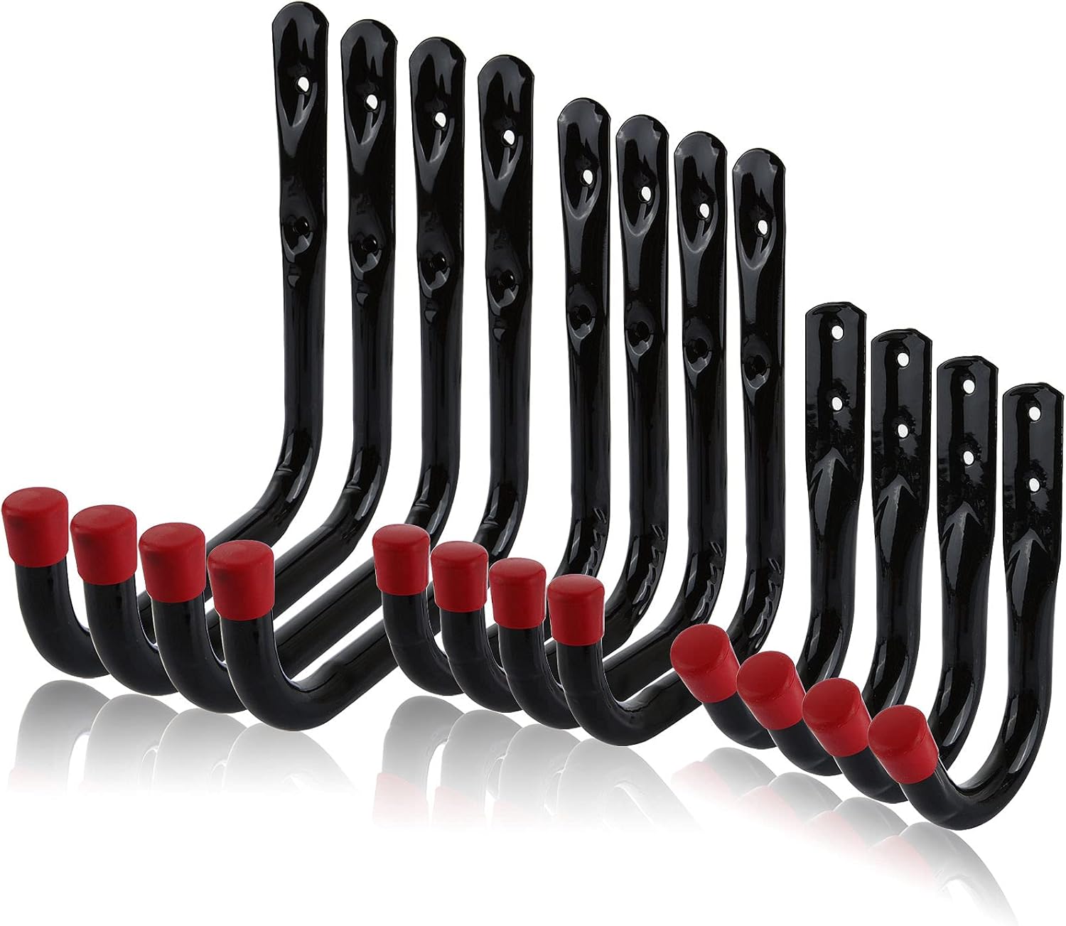 12 Pack Heavy Duty Garage Storage Utility Hooks 3.75" 5.5" 7" Kayak Wall Hangers Ladder Hooks for Garage, Assorted Utility Hooks for Ladder Garden Tool Hose Bike Shelf, Outdoor or Indoor Use