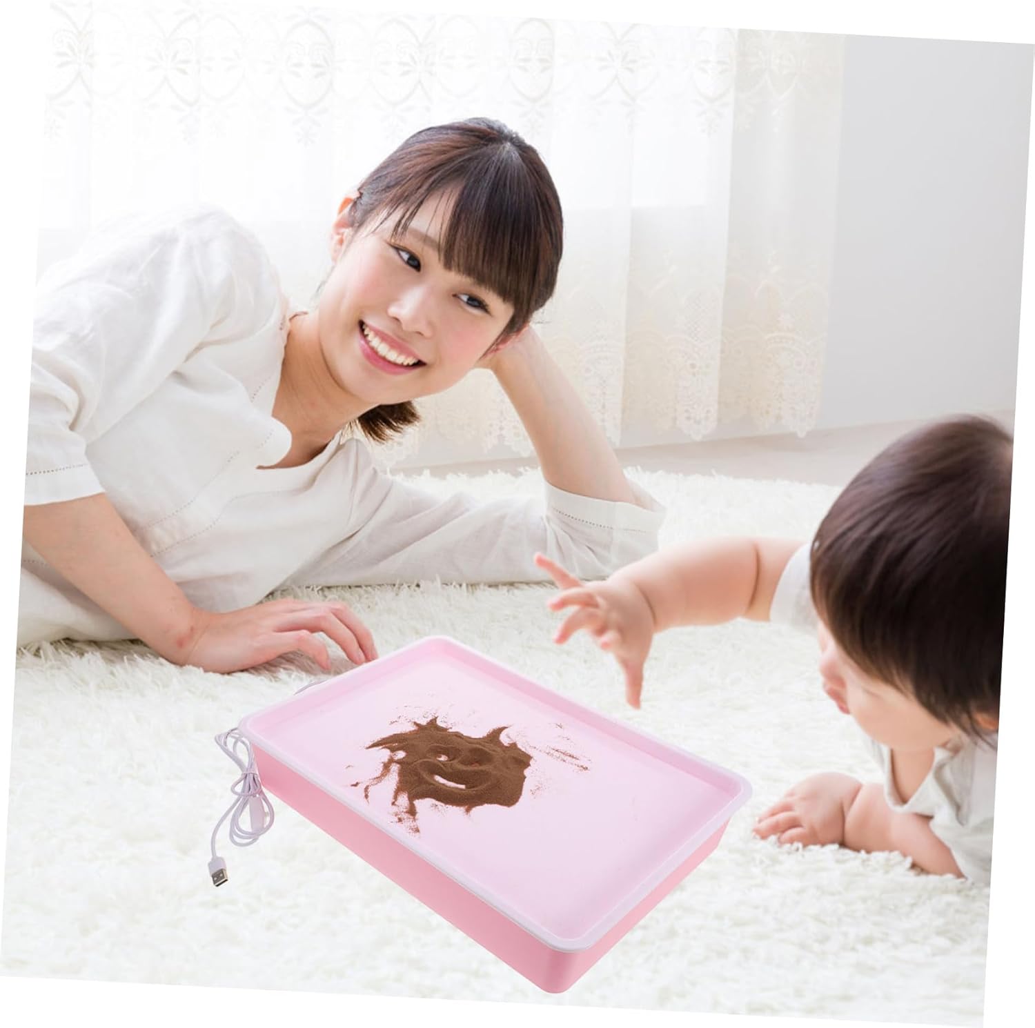 COOLHIYA Cute Sand Painting Board for Pink Sand Art Craft Set with Smooth Edges Non-Toxic Materials Sensory Tactile Drawing for Preschoolers and Early Education