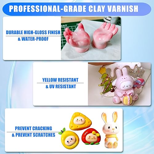 Miniatura 6 de Esmalte de arcilla seca al aire, barniz de arcilla seca al aire, esmalte de arcilla polimérica, sellador de escultura de arcilla de alto brillo para