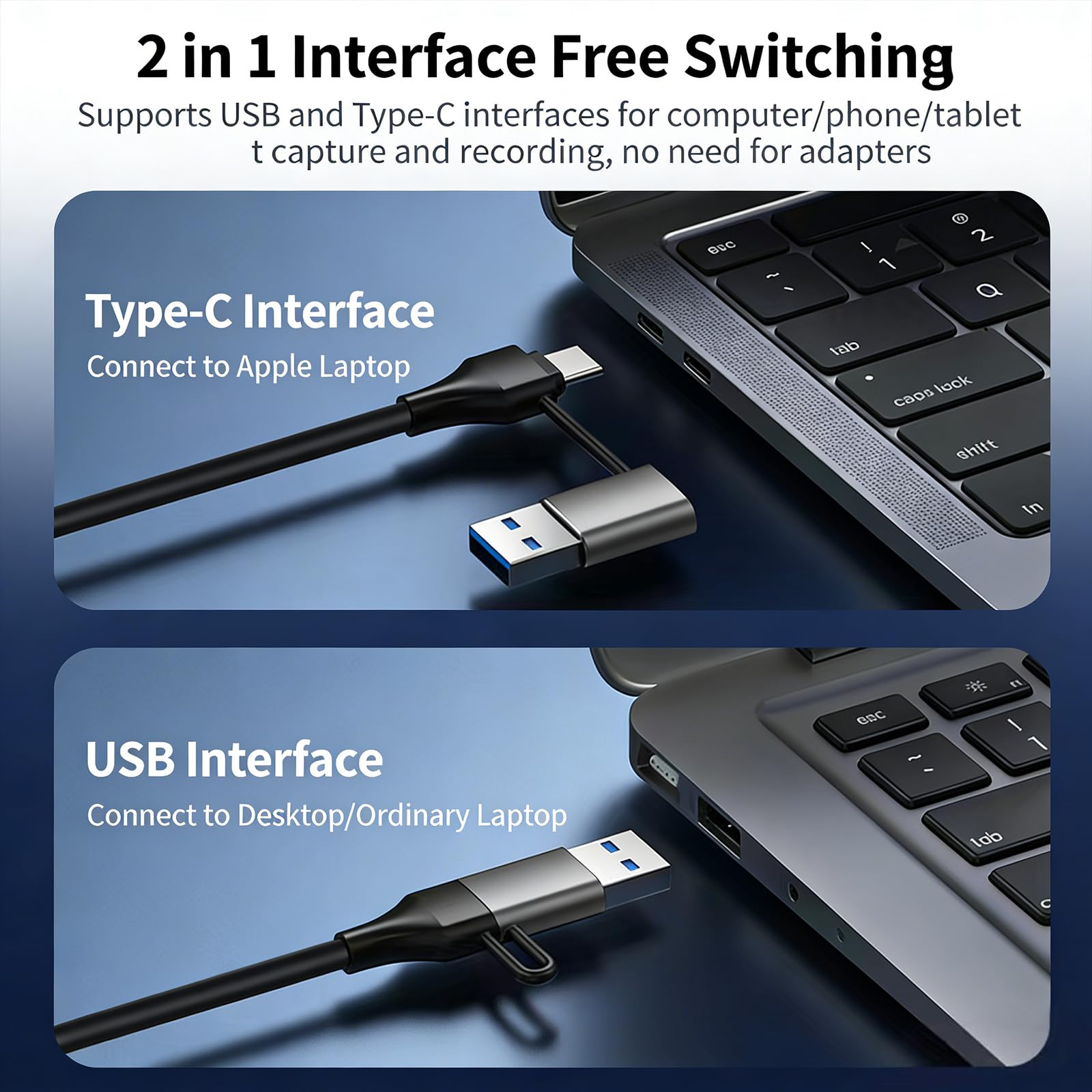 Tarjeta de captura de video multifuncional para creación de contenido 4K UHD para interfaces tipo C y USB 3.0 en varios dispositivos informáticos interfaces dobles