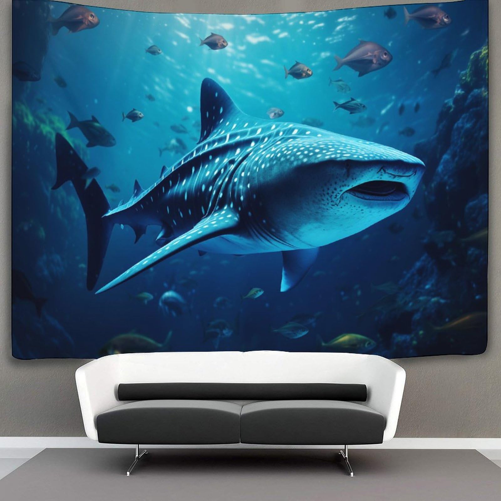 kaiyun Whale Shark Blue Ocean Tapestry Wall Hanging,Animal for Bedroom Decor Birthday Party Celebration Or Garden Backdrop 150cmx200cm
