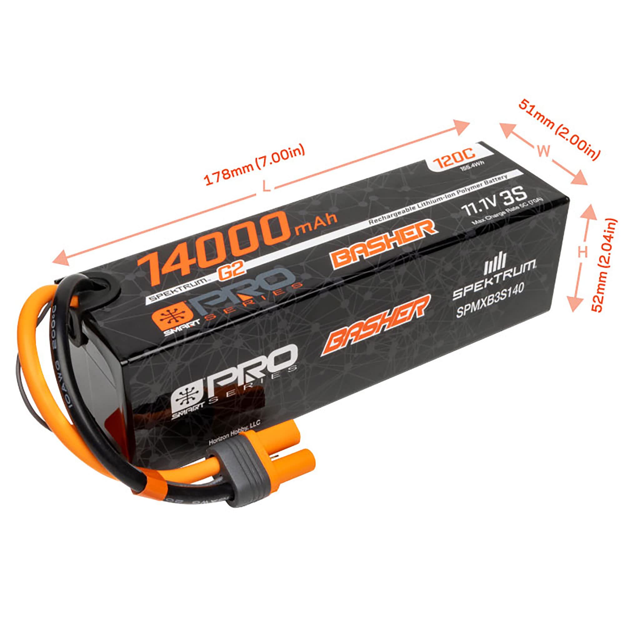 Amazon.com: Spektrum 11.1V 14000mAh 3S 120C Smart G2 Pro Basher