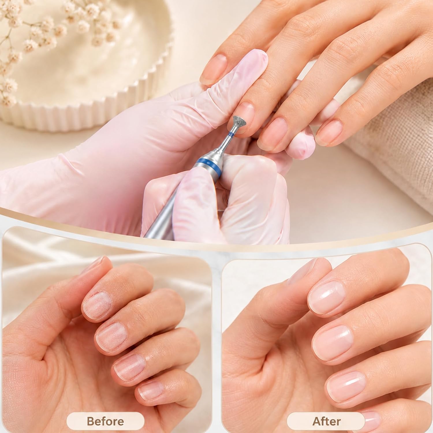 JJUNW 6Pcs Cuticle Clean Nail Drill Bit Set,Diamond Nail File Bits, Professional Russian Manicure Safety Carbide Under Cleaner for Cuticles Dead Skin, Nails Prepare Salon Tools