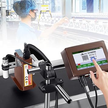 Automatic Coding Machine,Industrial Inkjet Printer,Online Coding Machine,Date Coding Machine with Touch Screen for Barcode/Batch Number/Label/Image/Date Printer,12.7mm