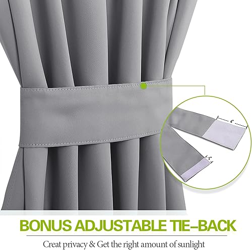 Miniatura 3 de PONY DANCE Juego de 1 cortina para puerta francesa, con aislamiento térmico y alzapaños para puerta de cristal, puerta delantera, puerta corredera,