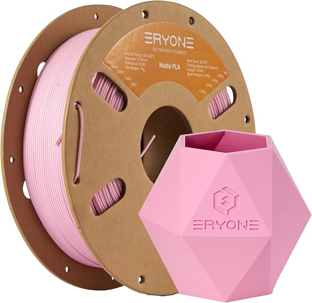 Eryone Filament PLA do drukarki 3D, 1 kg, 1 szpula, 1,75 mm ±0,03 mm, różowy matowy