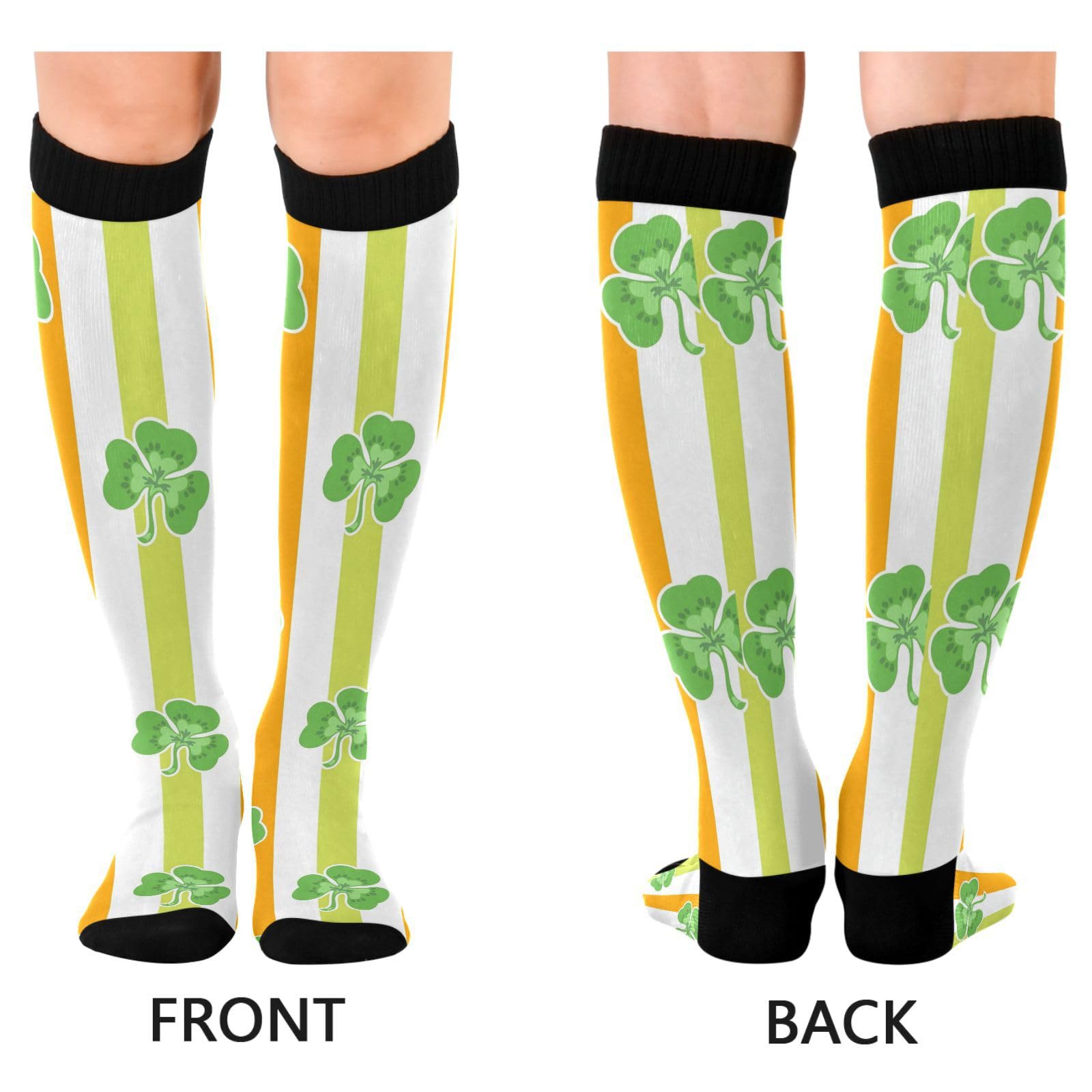 Patricks Day Irish Flag Clover Icons Compression Socks for Women Men Christmas Circulation Long Knee Socks for Winter Warm Stockings Socks