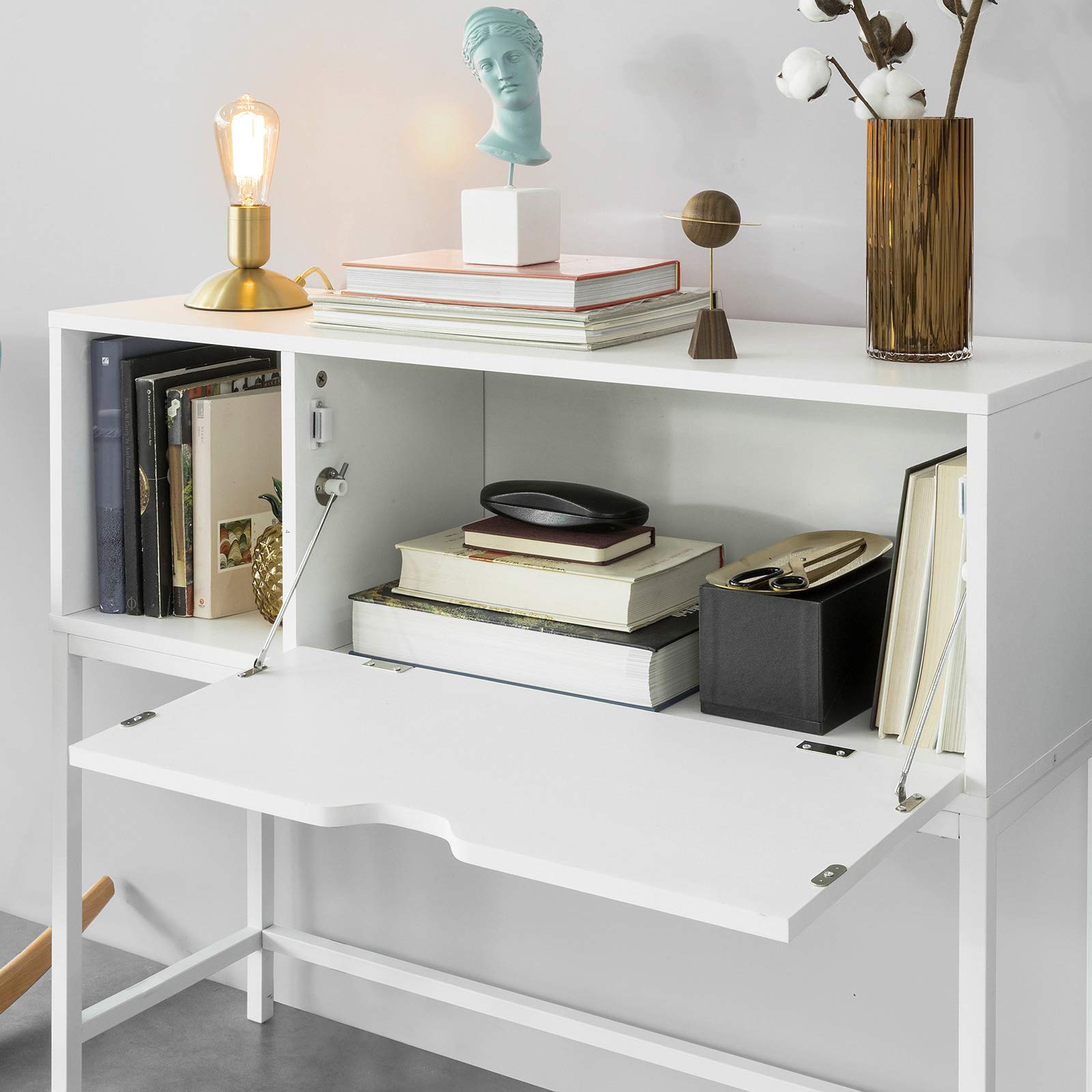 SoBuy Consolle Ingresso Mobiletto con 1 Grande Armadio salvaspazio L92*P30*A80 cm, Bianco FSB21-W