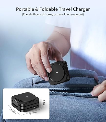 Miniatura 6 de Cargador inalámbrico magnético, estación de carga inalámbrica plegable 3 en 1, soporte de cargador inalámbrico rápido para iPhone 15 14 13 12 Pro