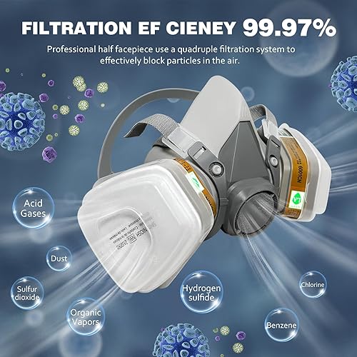 Miniatura 2 de STARBST Máscara respiradora de media cara  Máscara de ventilación de protección respiratoria profesional, máscara respiradora reutilizable para