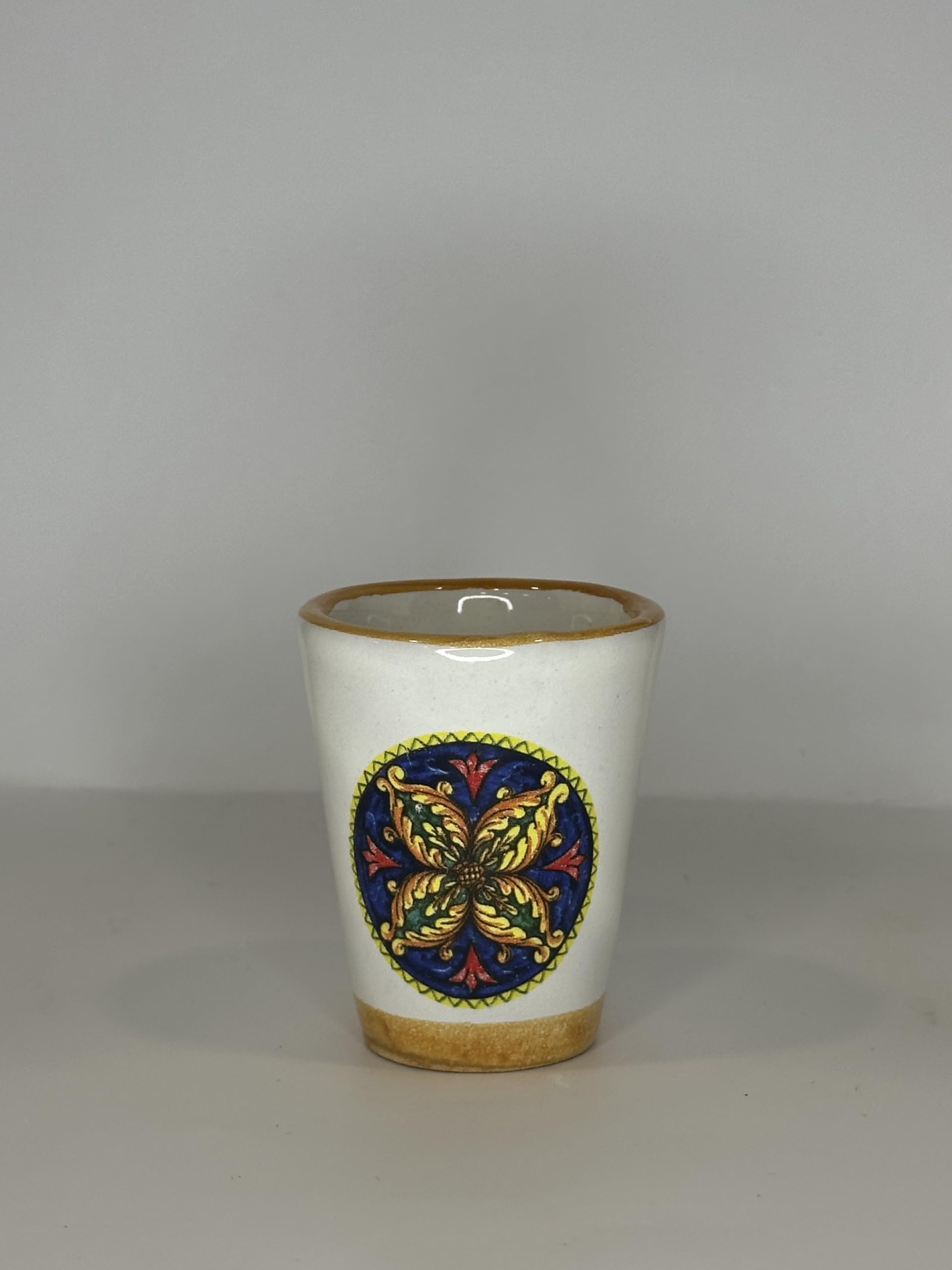 Generico Set de verres à liqueur en céramique artisanale italienne - Peints à la main - Idéal pour Limoncello, Amaro et Café - Décors faïence et citrons (6, majoliques)