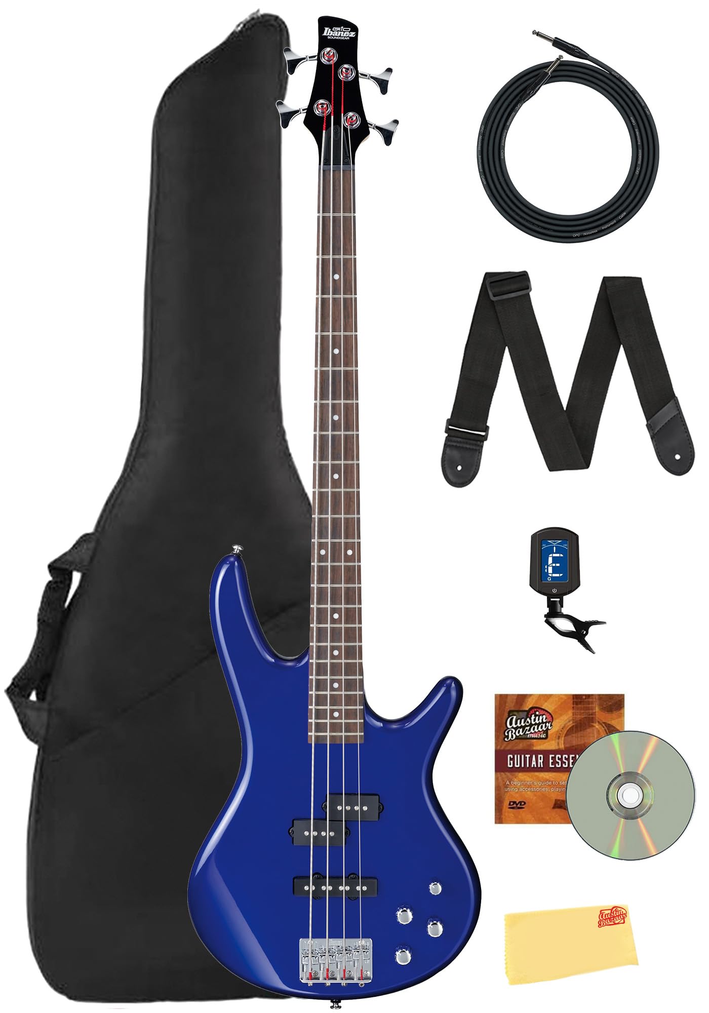 Amazon.com: Ibanez GSR200 SR GIO Bass Guitar - Jewel Blue Bundle