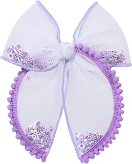 Fable Hair Bow Clip 5 Inch Mesh Tulle Hairpin Halloween Party Bowknot Hair Accessories for Women Girls, Purple
