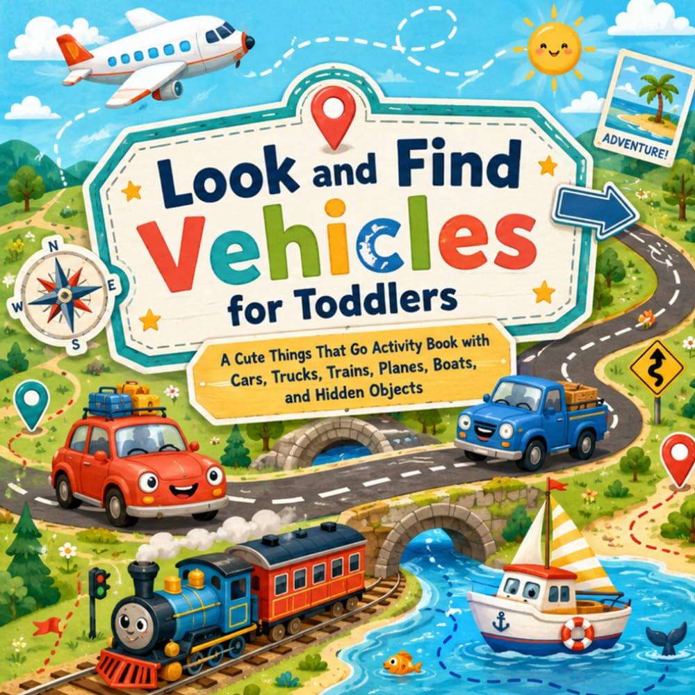 Look and Find Vehicles for Toddlers: A Cute Things That Go Activity Book with Cars, Trucks, Trains, Planes, Boats, and Hidden Objects
