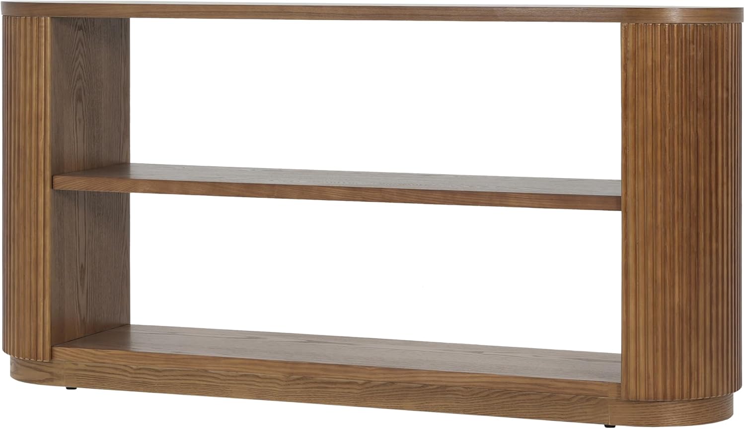 JUSTONE 58.9''Entryway Console Table, Rustic Couch Table with Wide Storage,Industrial Sofa Tables with 3-Tier Open Shelves for Living Room,Hallway,Brown