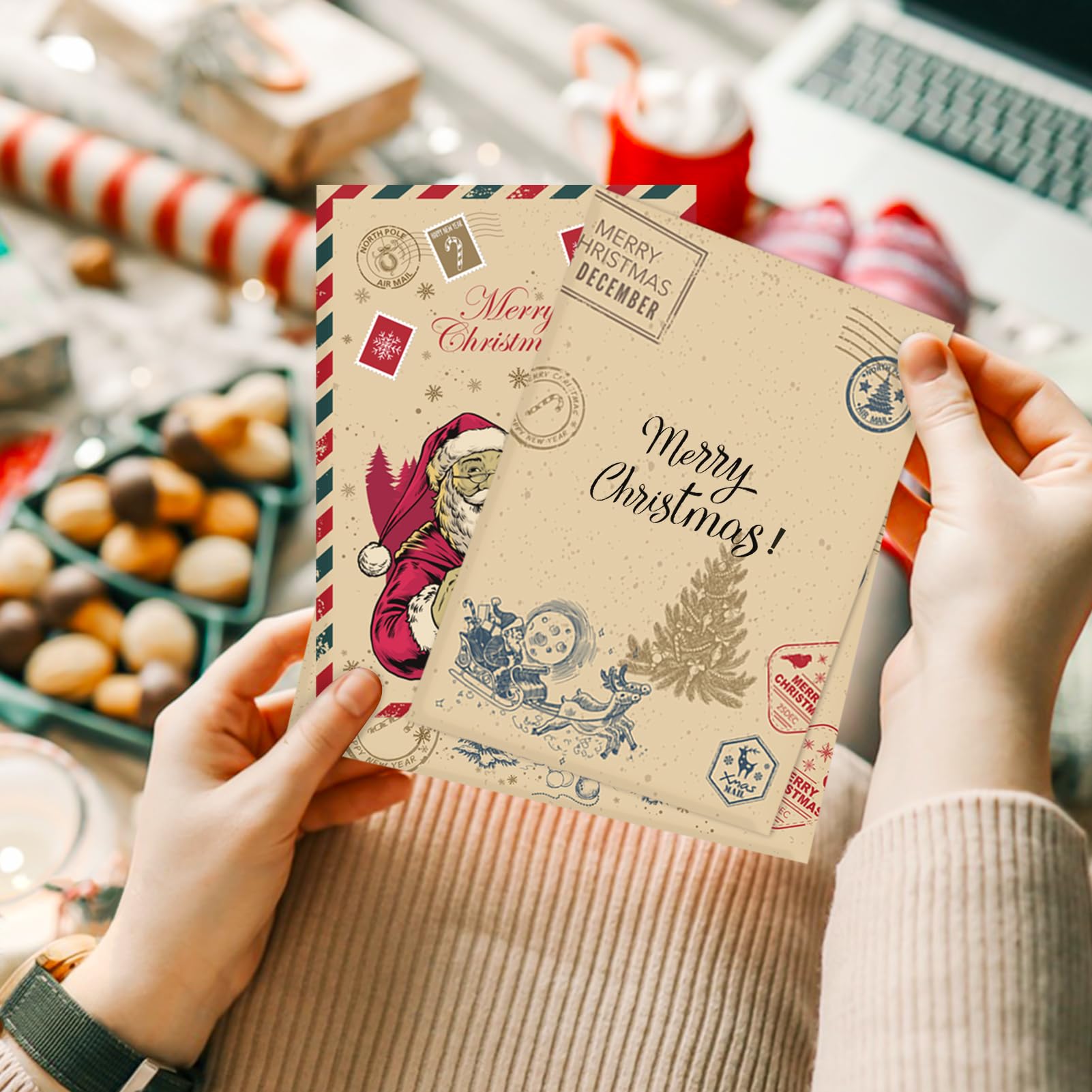 Lot De 12 Cartes De Noël Pliantes A6 Avec Enveloppes Brillantes - Eisler & Gauk, Neuf