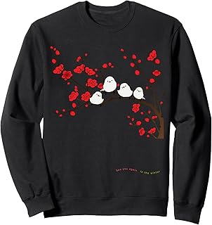 Shimaenaga Birds | Plum Blooms | Plum Blooms | Beautiful Japanese Landscape | White Birds from Hokkaido Sweatshirt
