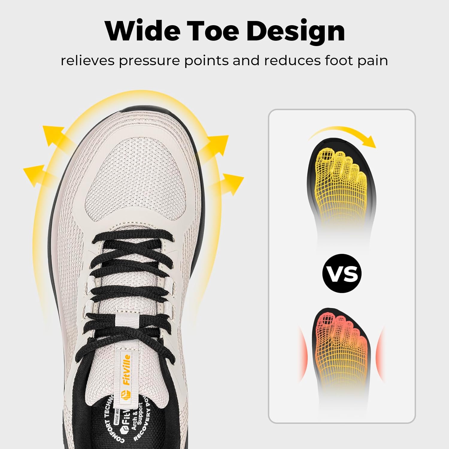 FitVille Mens Walking Shoes Wide Width Lightweight Cushioned Workout Sneakers Pain Relief - Image 3