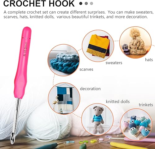 Miniatura 6 de SEKIU Juego de ganchos de ganchillo, agujas de ganchillo ergonómicas de 14 tamaños (0.079 a 0.394 pulgadas) con estuche de almacenamiento, ganchos